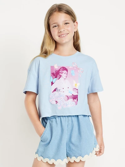 Dolly Parton™ Oversized Cropped Graphic T-Shirt for Girls
