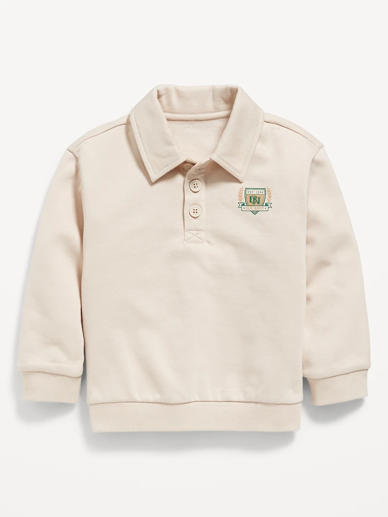 Oversized Logo-Graphic Collared Sweatshirt for Toddler Boys