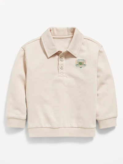 Oversized Logo-Graphic Collared Sweatshirt for Toddler Boys