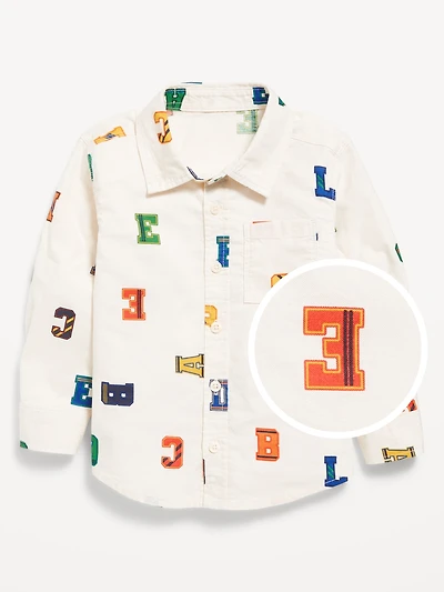 Printed Long-Sleeve Oxford Shirt for Toddler Boys