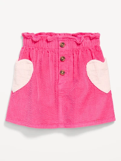 Corduroy Heart-Pocket Skirt for Toddler Girls
