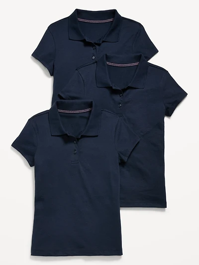School Uniform Jersey-Knit Polo Shirt 3-Pack for Girls