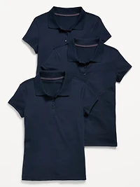 School Uniform Jersey-Knit Polo Shirt 3-Pack for Girls