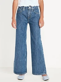 Printed High-Waisted Baggy Wide-Leg Jeans for Girls