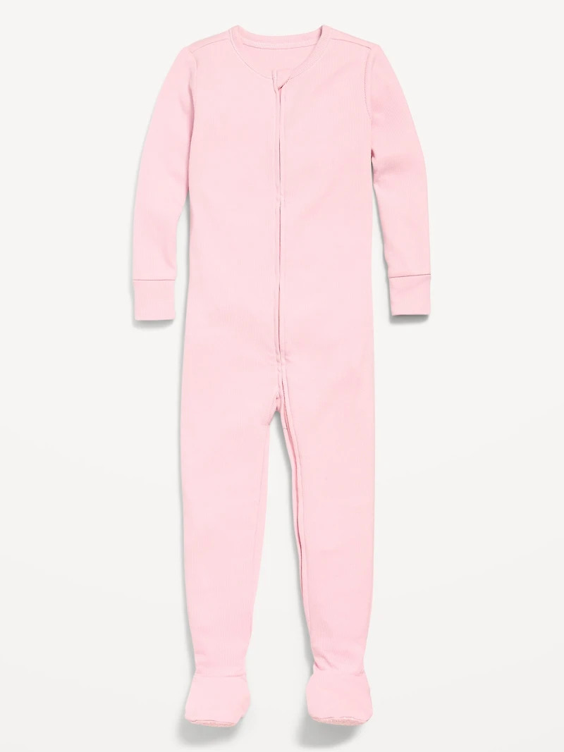 Snug-Fit 2-Way-Zip Ribbed Pajama One-Piece for Toddler & Baby