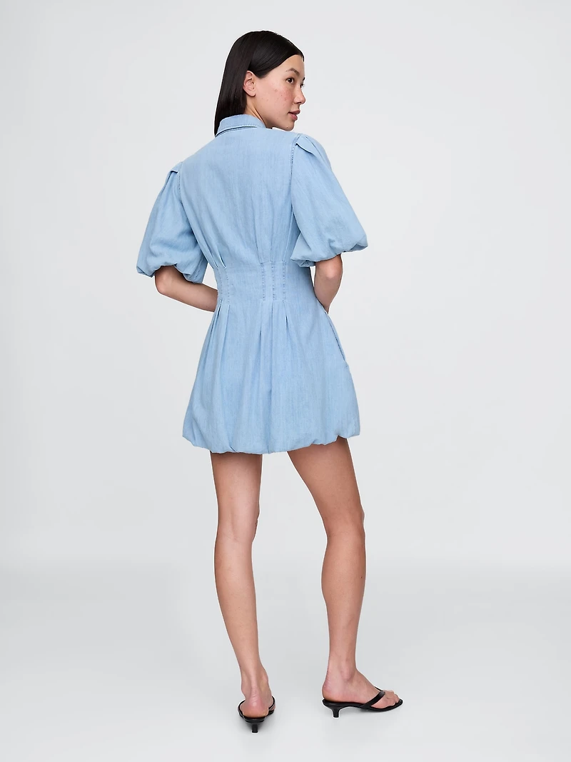 Denim Bubble Mini Shirtdress