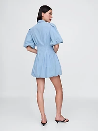 Denim Bubble Mini Shirtdress