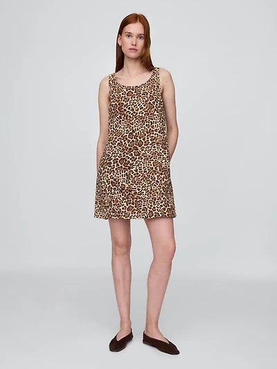 UltraSoft Leopard Denim Mini Dress