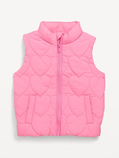 Water-Resistant Quilted Puffer Vest for Toddler Girls