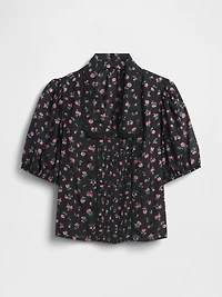 Puff-Sleeve Collared Top