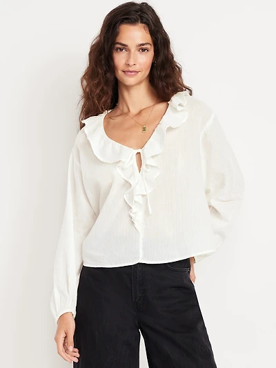 Tie-Front Ruffle Top