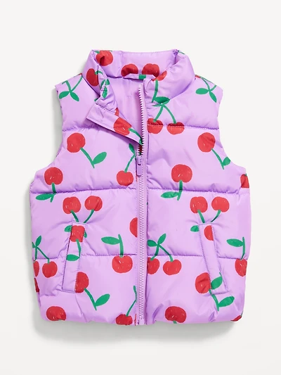Printed Water-Resistant Frost Free Puffer Vest for Toddler Girls
