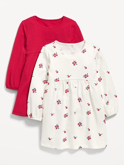 Long-Sleeve Fit and Flare Dress 2-Pack for Toddler Girls