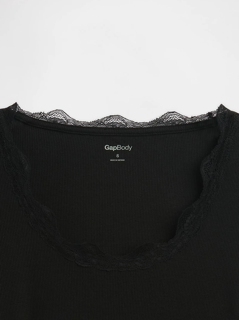 Mini Rib Lace-Trim PJ Top