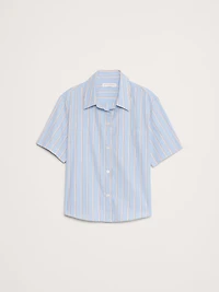 Boxy Cotton Poplin Short-Sleeve Shirt