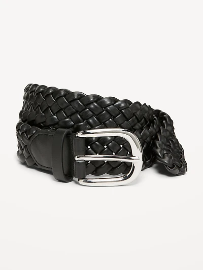 Braided Faux-Leather Belt for Women