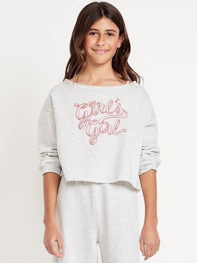 Boat-Neck Graphic Sweatshirt for Girls