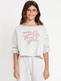 Boat-Neck Graphic Sweatshirt for Girls
