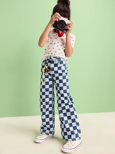 Printed Baggy Wide-Leg Jeans for Girls