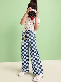 Printed Baggy Wide-Leg Jeans for Girls