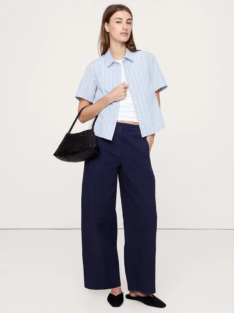 Boxy Cotton Poplin Short-Sleeve Shirt