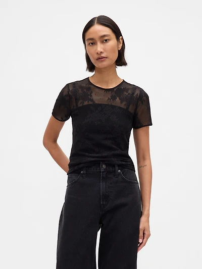 Floral Lace Mesh Top