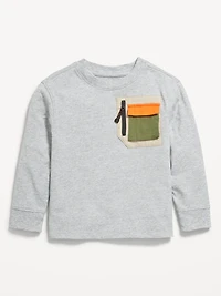 Oversized Long-Sleeve Utility Pocket T-Shirt for Toddler Boys