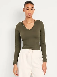 Exhale Seamless Cropped Henley Top
