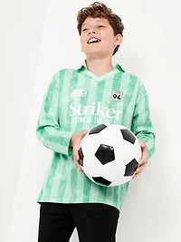 Oversized Long-Sleeve Collared Soccer Top for Boys