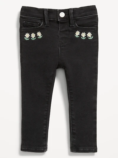 High-Waisted Embroidered Rockstar 360° Stretch Jeggings for Toddler Girls