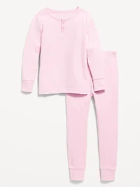 Snug-Fit Ribbed Henley Pajama Set for Toddler & Baby