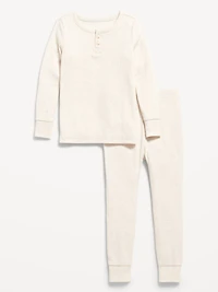 Snug-Fit Ribbed Henley Pajama Set for Toddler & Baby