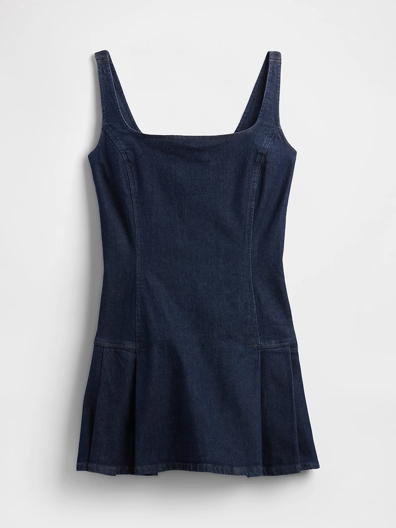 Denim Side Pleat Mini Dress
