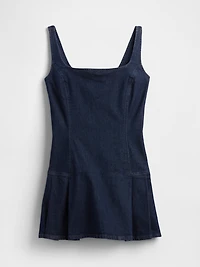 Denim Side Pleat Mini Dress
