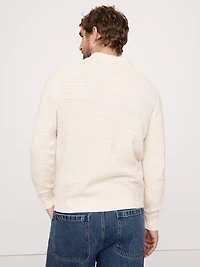 Plaid Texture Cotton Polo Cardigan