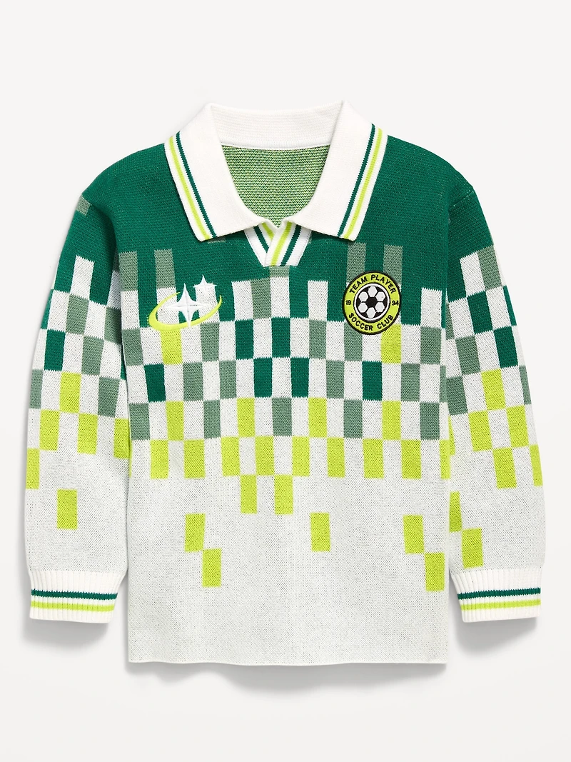 Long-Sleeve Collared Soccer Sweater for Toddler Boys