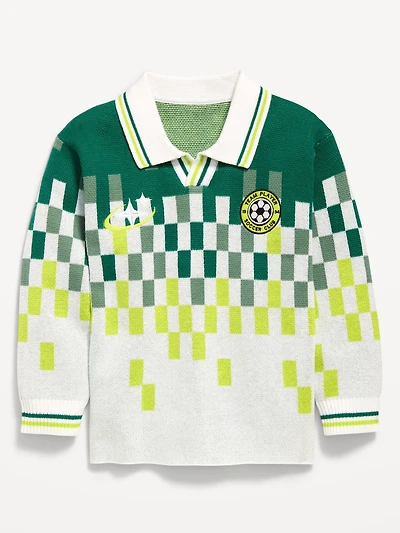 Long-Sleeve Collared Soccer Sweater for Toddler Boys