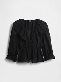 Ruffle Collar V-Neck Top