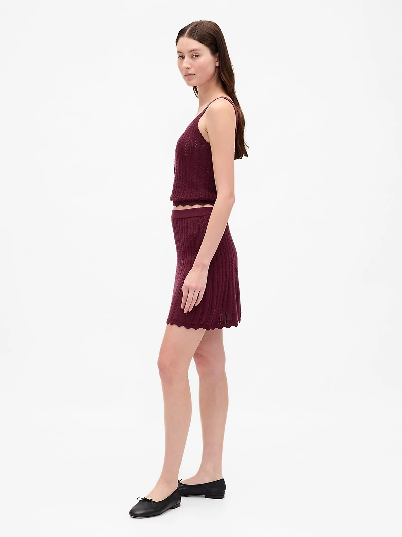 100% Cotton Pointelle Mini Skirt