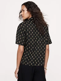 Cotton Popover Shirt with Tassel Tie