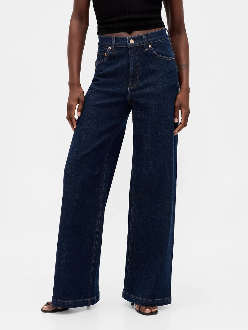 High Rise Stride Wide-Leg Jeans
