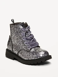 Glitter Side-Zip Combat Boots for Toddler Girls