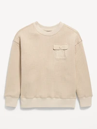 Oversized Quilted Utility Pocket Sweatshirt for Boys