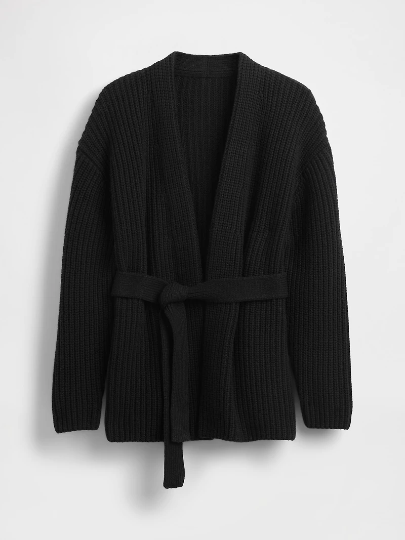 Cotton-Blend Wrap Cardigan Sweater