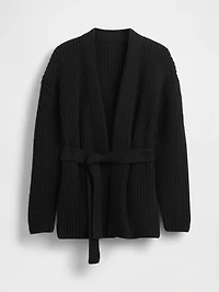 Cotton-Blend Wrap Cardigan Sweater