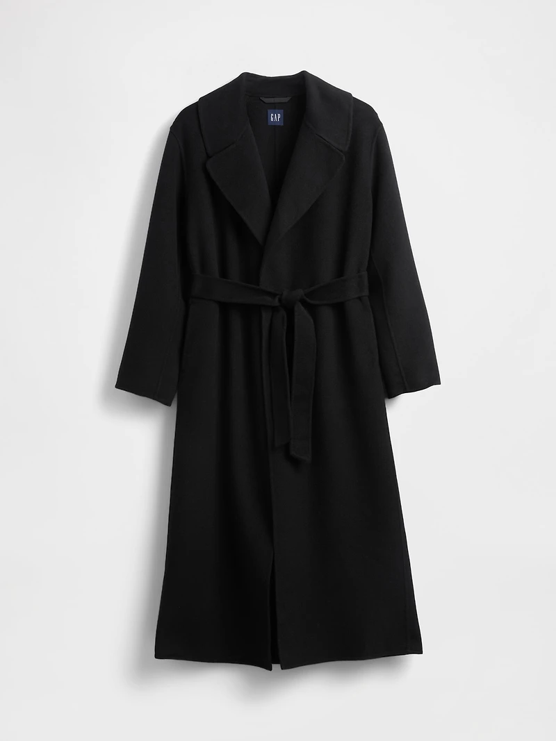 Wool-Blend Wrap Coat