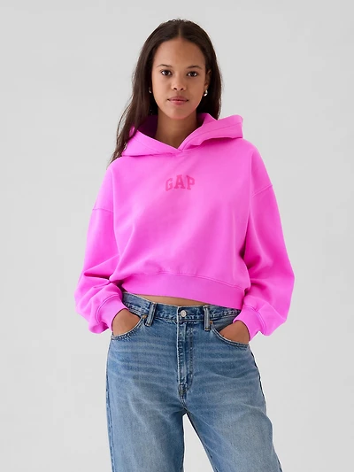 VintageSoft Crop Logo Hoodie