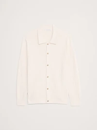 Plaid Texture Cotton Polo Cardigan