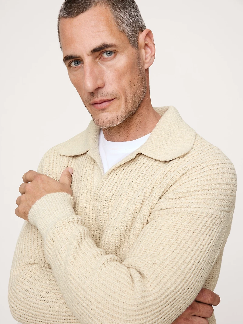 Chunky Cotton-Blend Sweater Polo