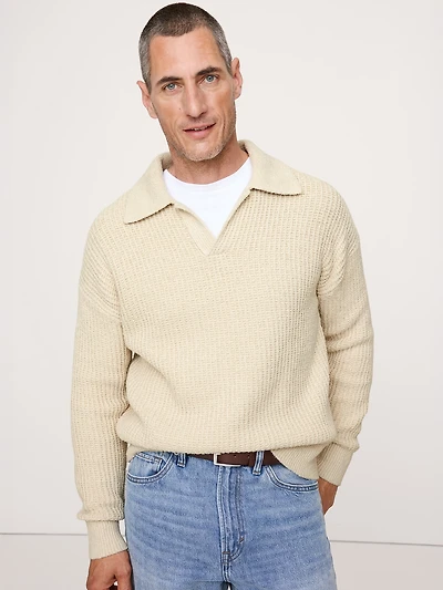 Chunky Cotton-Blend Sweater Polo